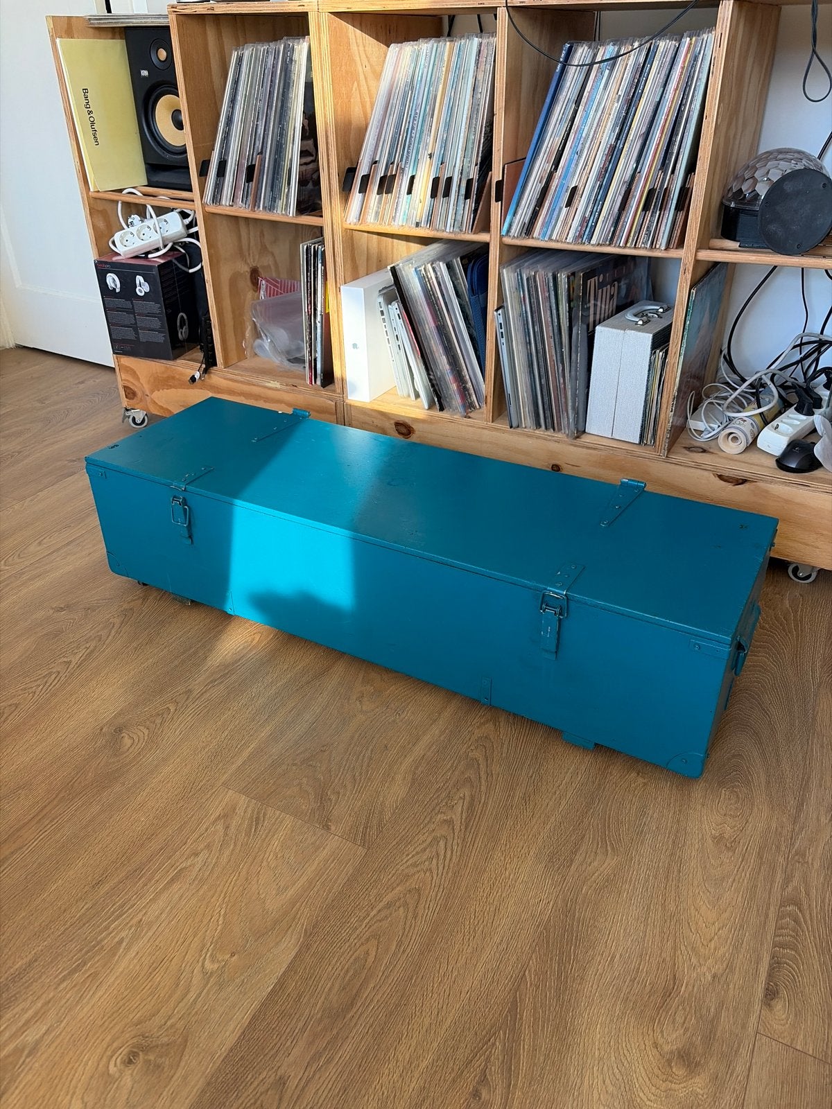Opbergkist op wieltjes - Turquoise, Ophalen, Gebruikt, 100 tot 150 cm, 50 tot 75 cm