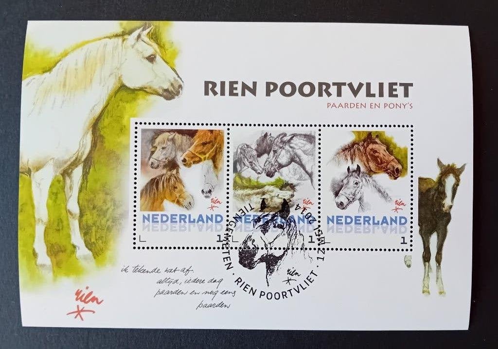 Gestempelde velletjes Rien Poortvliet en Rie Kramer, Ophalen of Verzenden, Na 1940, Gestempeld
