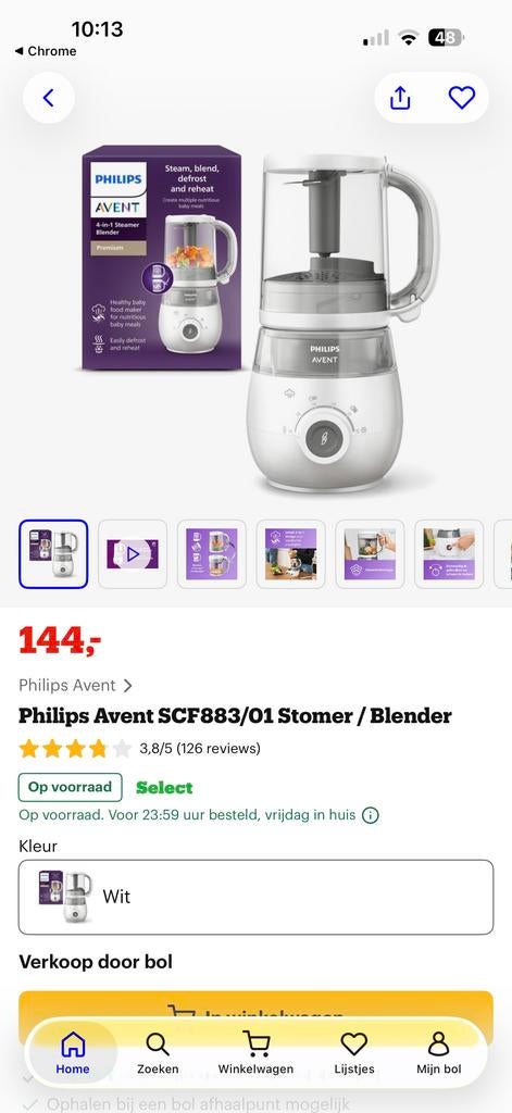 Philips Avent Stomer en Blender voor babyhapjes, Ophalen of Verzenden, Gebruikt, Blender