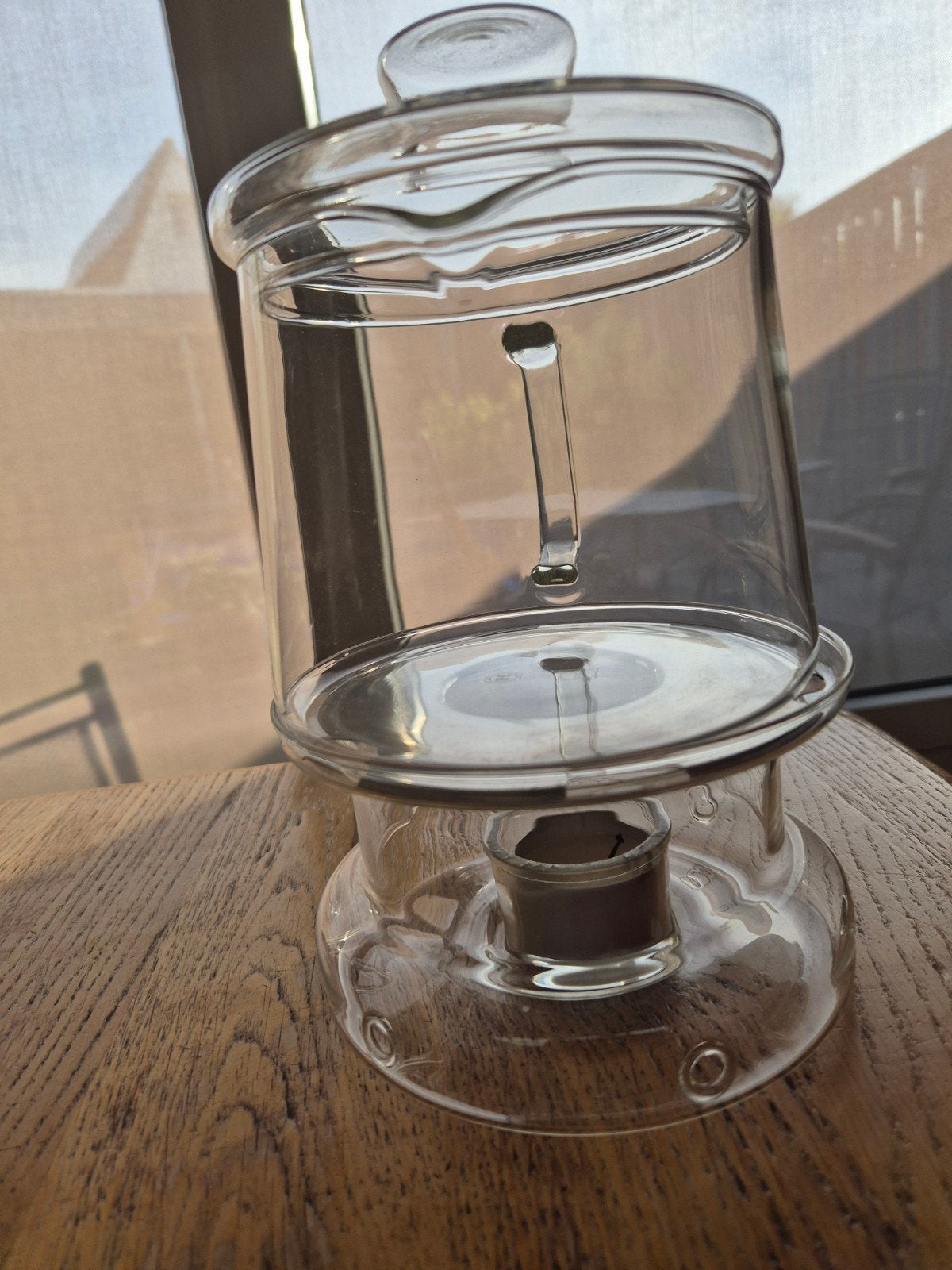 Glazen theepot/met theelichtje, Glas, Zo goed als nieuw, Overige merken, Ophalen