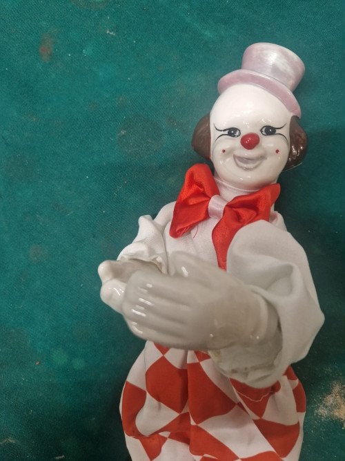 beeld clown met porseleinen hoofd, Ophalen of Verzenden