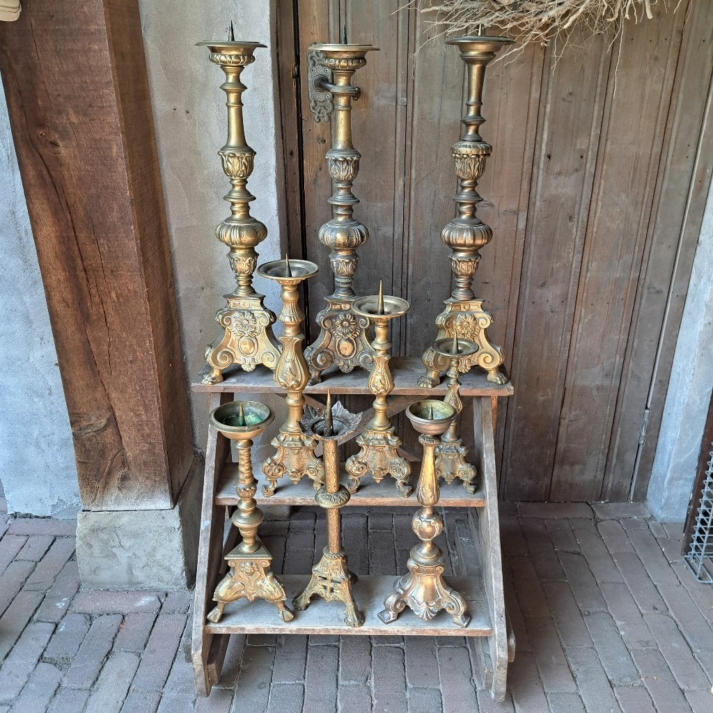 Div. oude brocante koperen kerkkandelaar kandelaar *Etage3*, Huis en Inrichting, Gebruikt, ., Ophalen of Verzenden, .