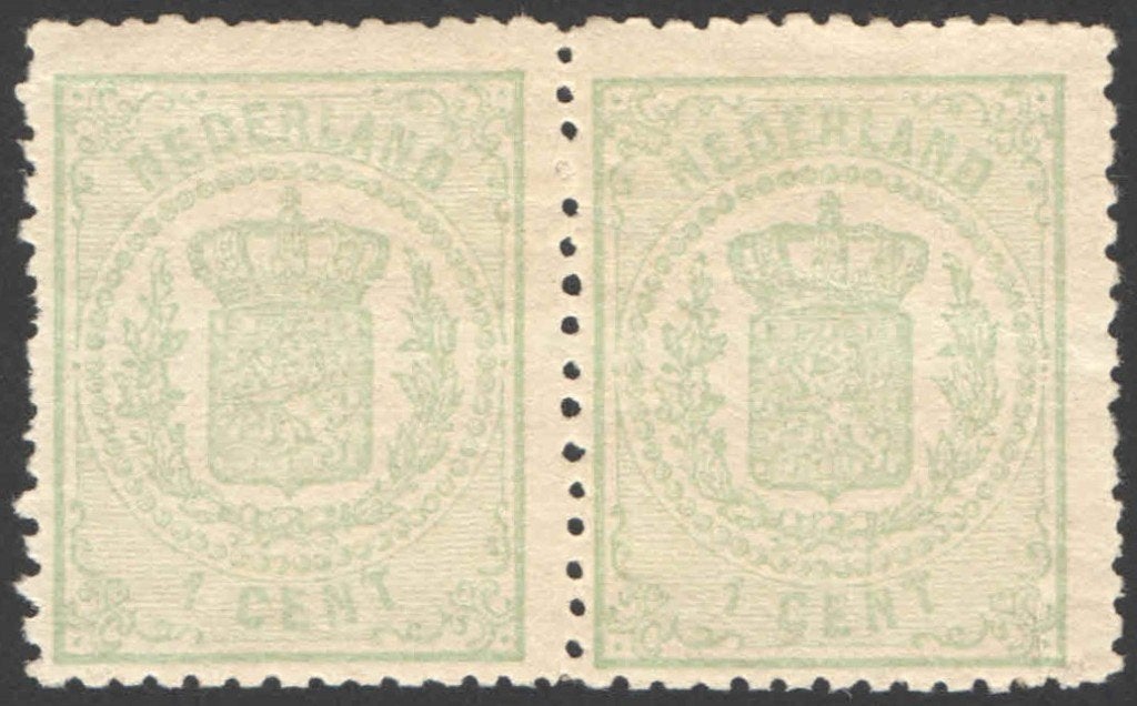 Nederland NVPH nr 15 paar postfris Rijkswapen 1869, Ophalen of Verzenden, T/m 1940, Postfris