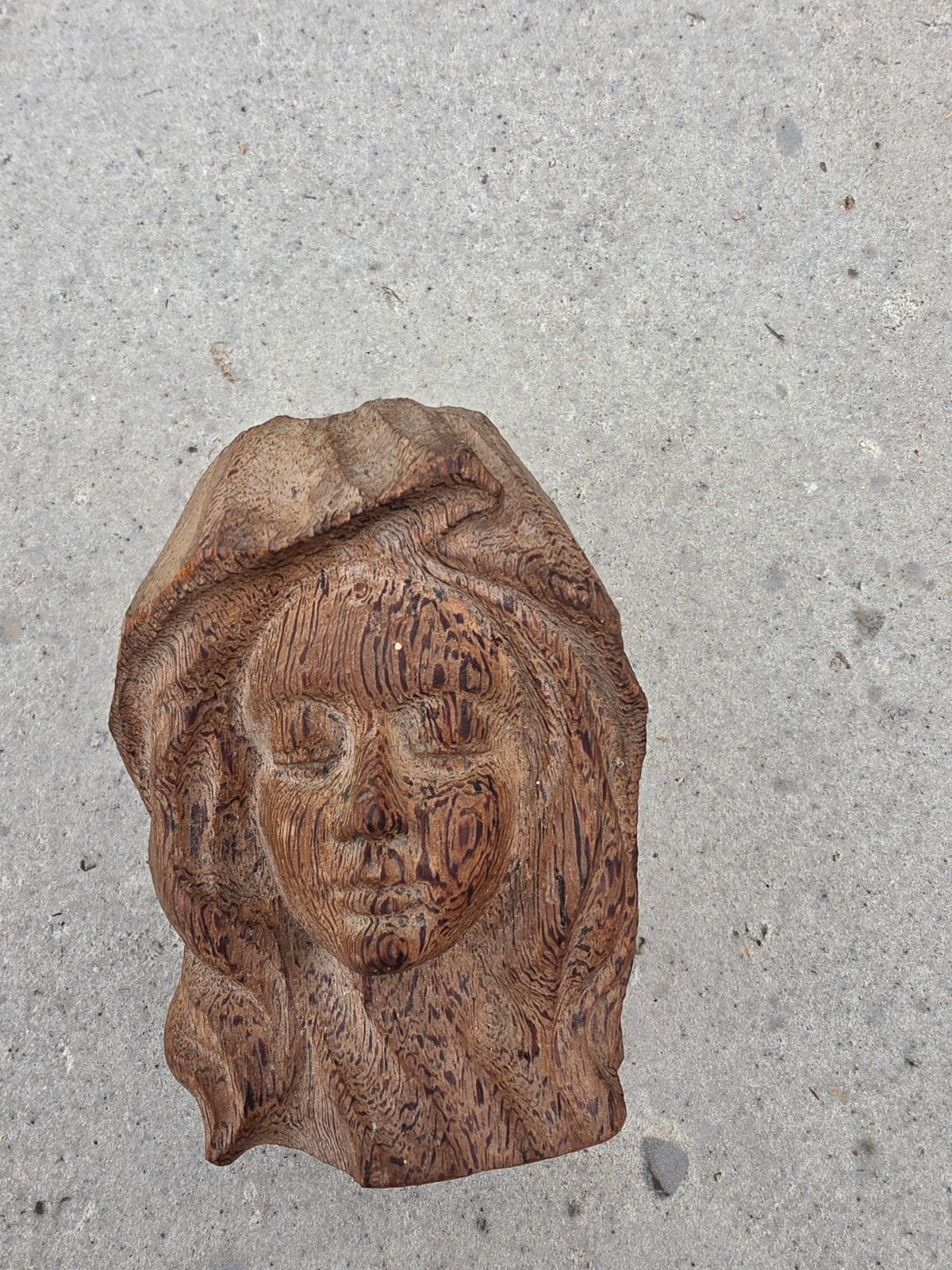 Vintage houten Maria buste - 14x9 cm, Minder dan 20 cm, Buste, Ophalen of Verzenden, Handgemaakt