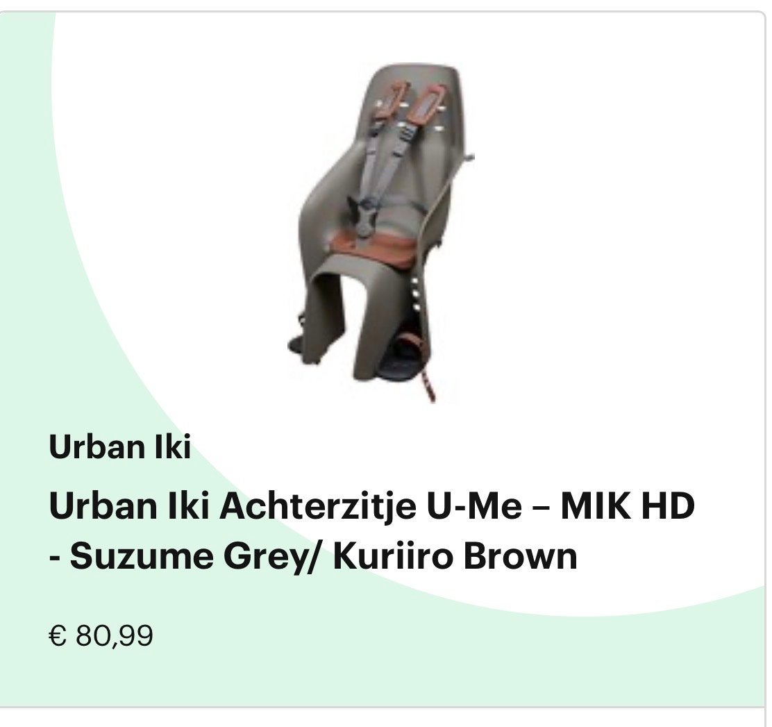 Urban Iki Achterzitje U-Me MIK HD Suzume Grey/Kuriiro Brown, Ophalen of Verzenden, Nieuw, Achterzitje