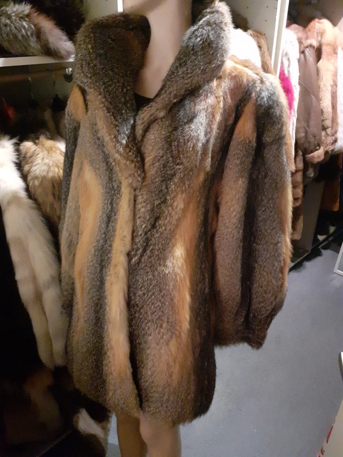 waanzinnige echte dikke  FOX bontjas bont jas grote kraag XL, Ophalen of Verzenden, Zo goed als nieuw, Maat 46/48 (XL) of groter