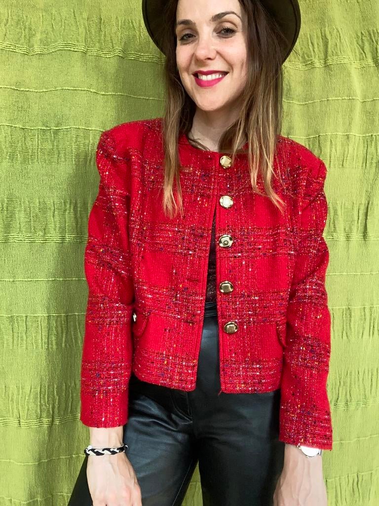 Vintage jasje / blazer - rood - jaren 80 - 40/L/large, Maat 38/40 (M), Hgv, Hgv, Ophalen of Verzenden