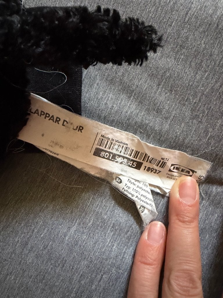 Handpop zwart hondje Ikea, Zo goed als nieuw, IKEA, Overige karakters, Hond