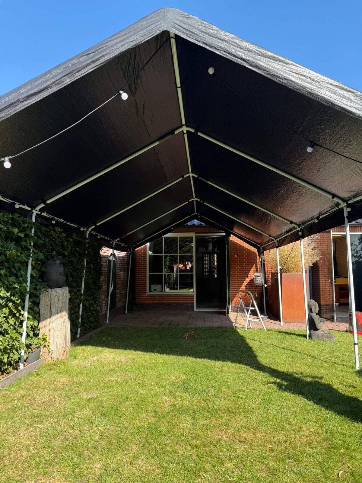 Semi Professioneel 8X4 meter zwart partytent 3x gebruikt, Tuin en Terras, Ophalen, Zo goed als nieuw