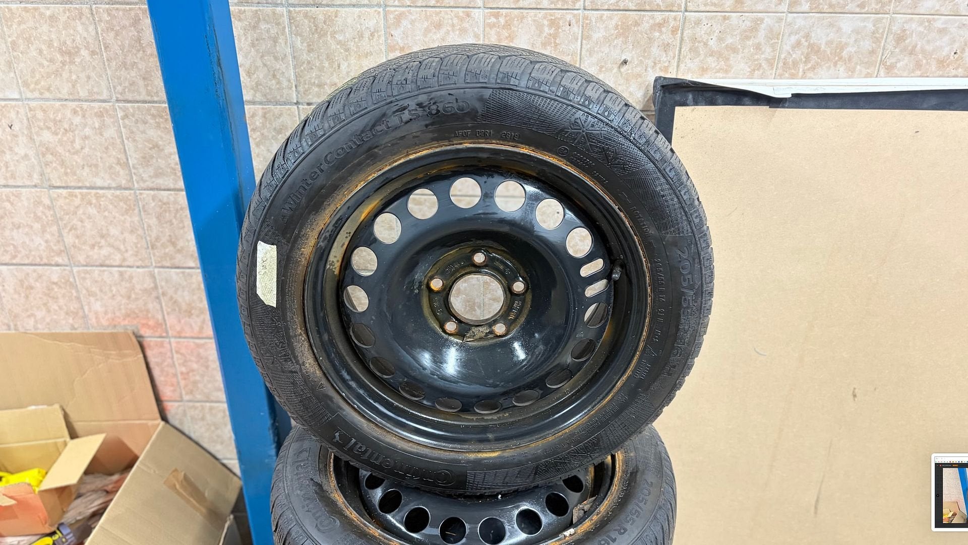 Stalen velg | 205/55/16 | Winterbanden | Direct beschikbaar, Ophalen, Gebruikt, -, Band(en)