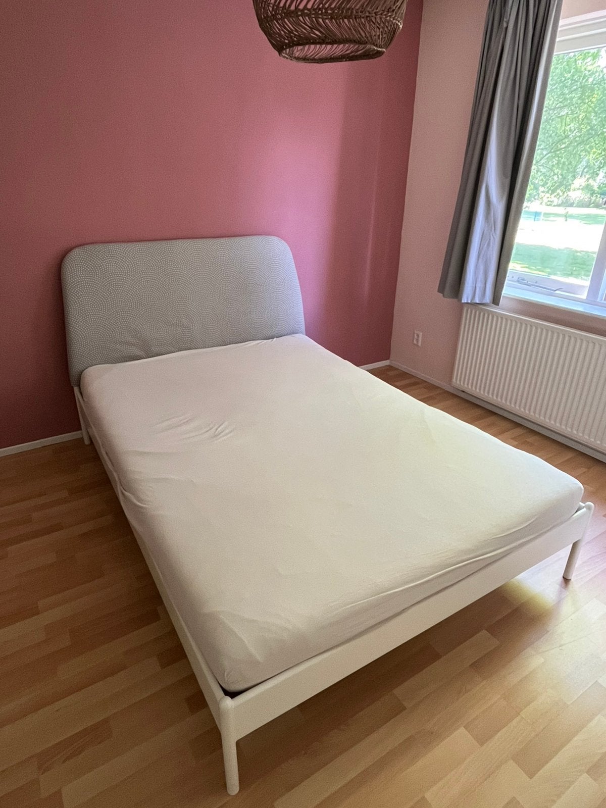 Ikea Nesttun bed 140 x 200 cm, Ophalen, Gebruikt, Wit, Tweepersoons