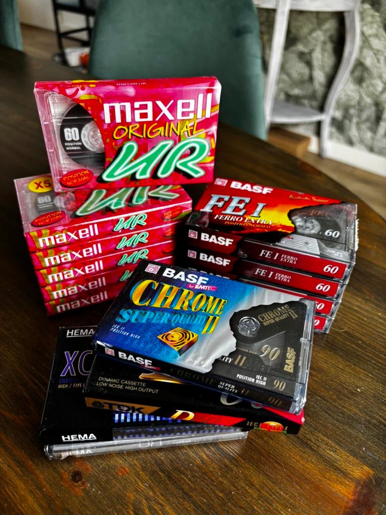 Partij vintage 14 cassettebandjes NIEUW  Maxell / BASF / TDK, 2 t/m 25 bandjes, Overige genres, Ophalen of Verzenden, Zo goed als nieuw