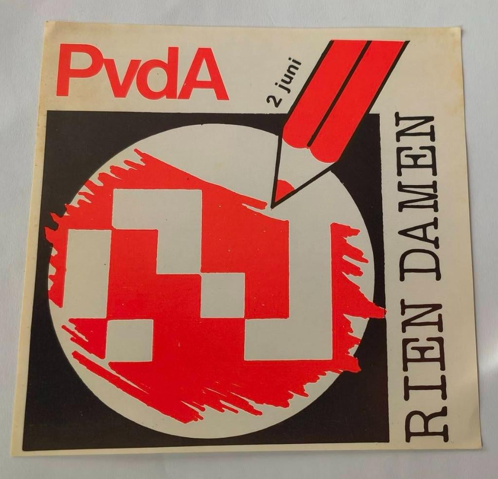Sticker PVDA Rien Damen, Ophalen of Verzenden, Zo goed als nieuw, Bedrijf of Vereniging