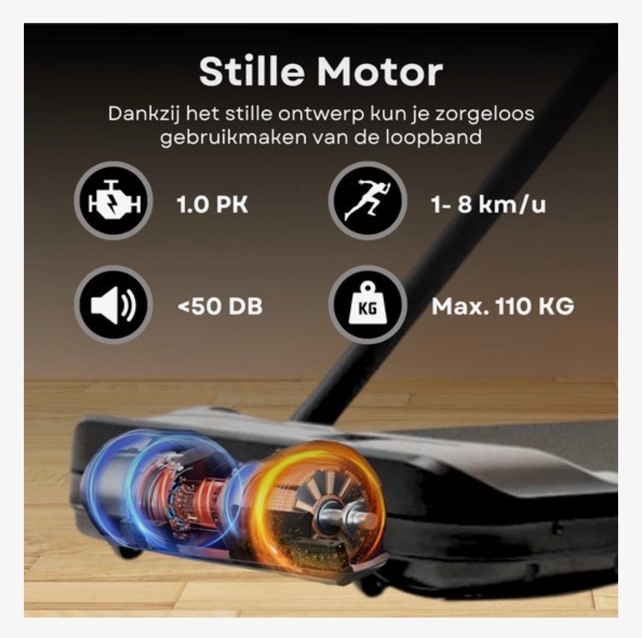 Compacte Loopband met Stille Motor en App Connectiviteit, Ophalen, Nieuw, Metaal, Loopband