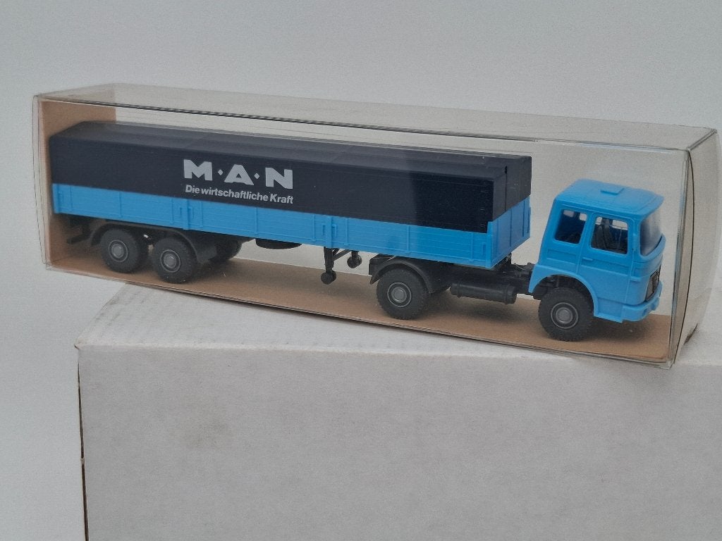 MAN vintage truck met huiftrailer - Wiking 1/87, Verzenden, Zo goed als nieuw, Bus of Vrachtwagen, Wiking
