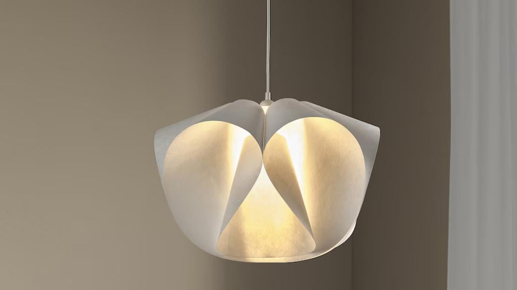 bloemachtige papieren hanglampkap, 50 cm, wit, Ophalen of Verzenden, Nieuw, Minder dan 50 cm