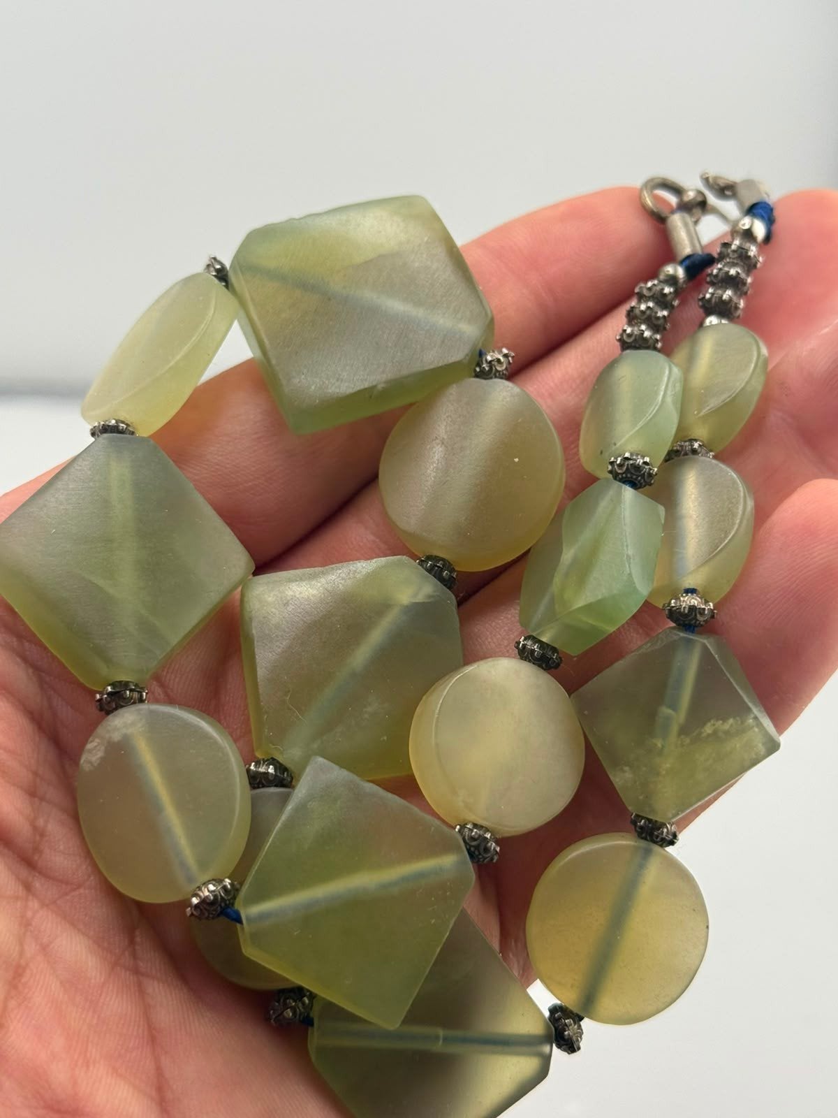Jade Ketting N519 - Grote en Kleine Kralen, 98 gram, Overige materialen, Overige kleuren, Csj, Nieuw