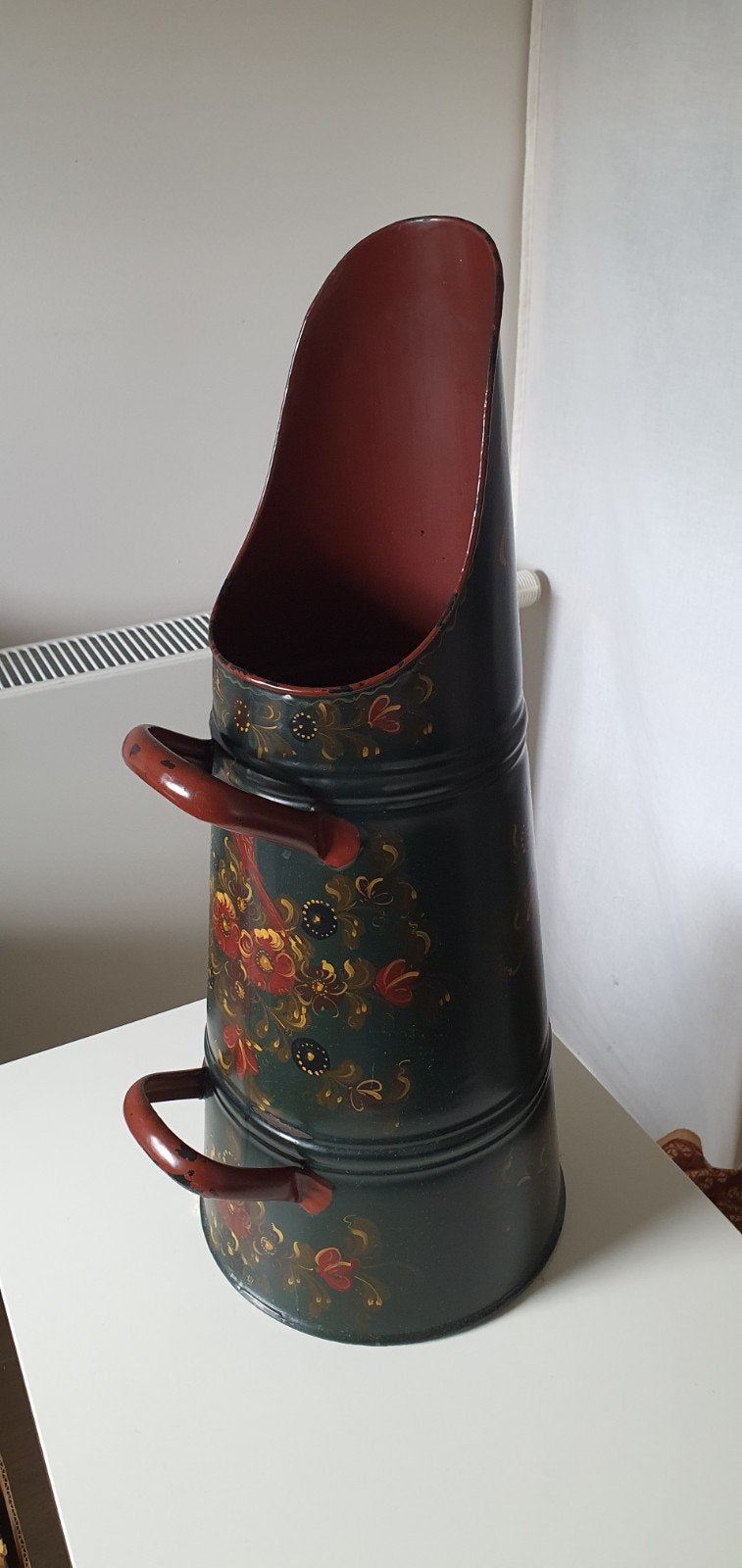 Antieke kolenkit met handgeschilderde bloemmotieven, Ophalen of Verzenden