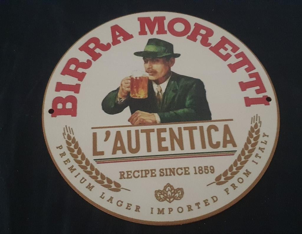 Wandbord van birra moretti, perfect voor de man cave., Ophalen of Verzenden, Nieuw, Reclamebord, Plaat of Schild, Overige merken