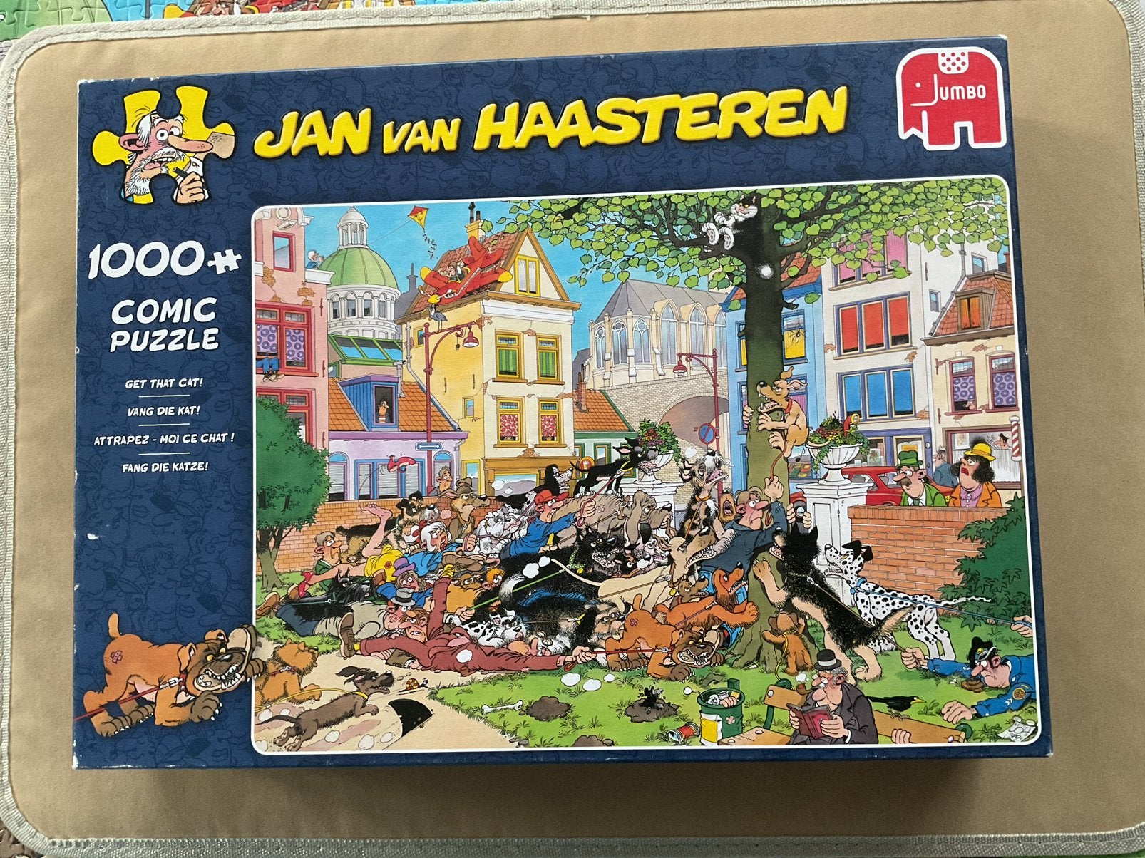 Jan van Haasteren puzzel 1000 stukjes  VANG DIE KAT!, Hobby en Vrije tijd, Ophalen of Verzenden, 500 t/m 1500 stukjes, Zo goed als nieuw