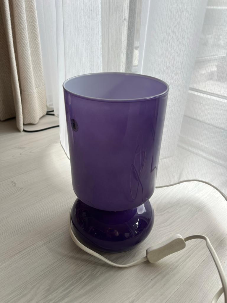 Vintage IKEA LYKTA Mushroom tafellamp paars, Ophalen, Zo goed als nieuw, Glas, Minder dan 50 cm