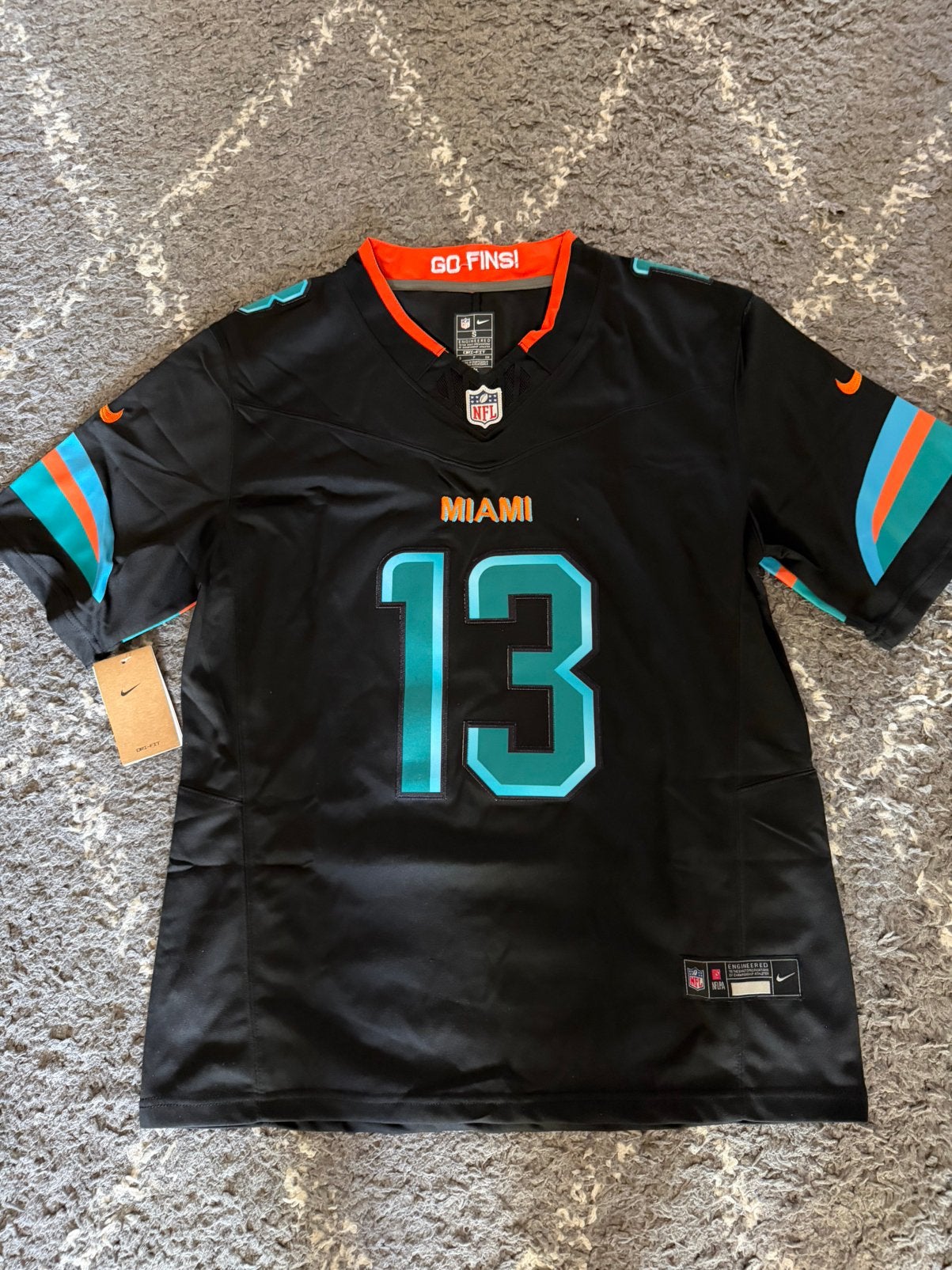 Zwart American football jersey Miami 13– Sportshirt – Maat S, Ophalen of Verzenden, Nieuw, Maat 46 (S) of kleiner, Zwart