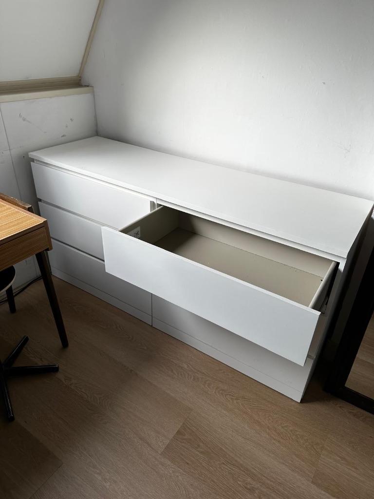 Ikea MALM ladekast 6 lades wit, Huis en Inrichting, Kasten | Ladekasten, Zo goed als nieuw, Minder dan 100 cm, 150 tot 200 cm