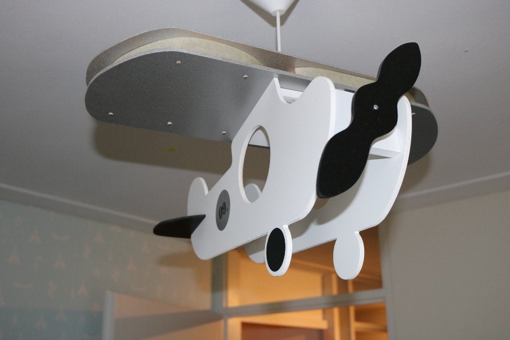 Binkbedding hanglamp vliegtuig, Ophalen, Gebruikt, Hout, E27 (groot)