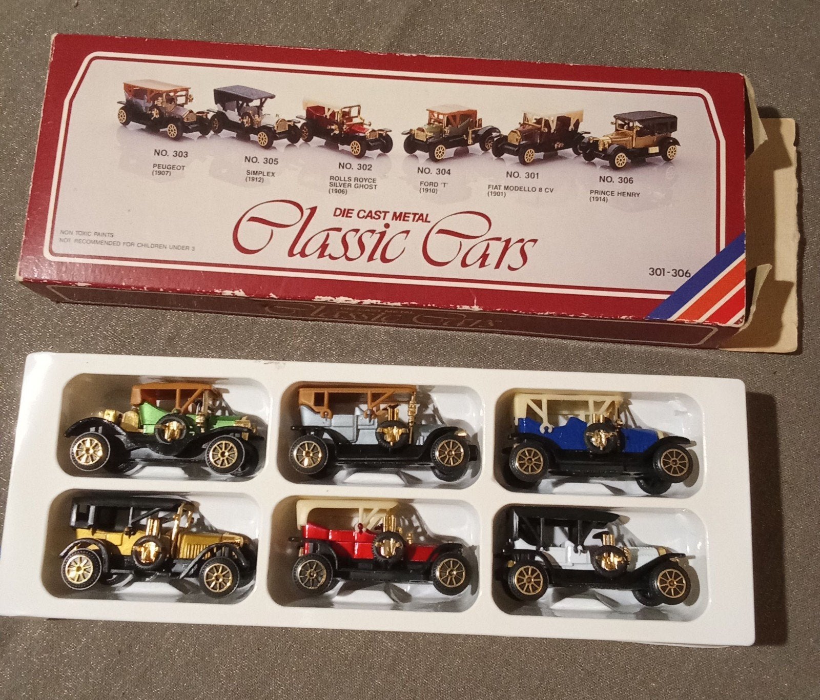 Set van 6 Die Cast Metal Classic Cars - Modelauto's, Ophalen of Verzenden