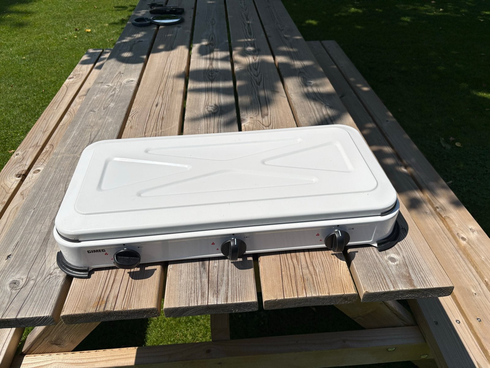 Gimeg 3-pits gasfornuis voor camping of buitenkeuken, Caravans en Kamperen, Kampeeraccessoires, Zo goed als nieuw, Ophalen