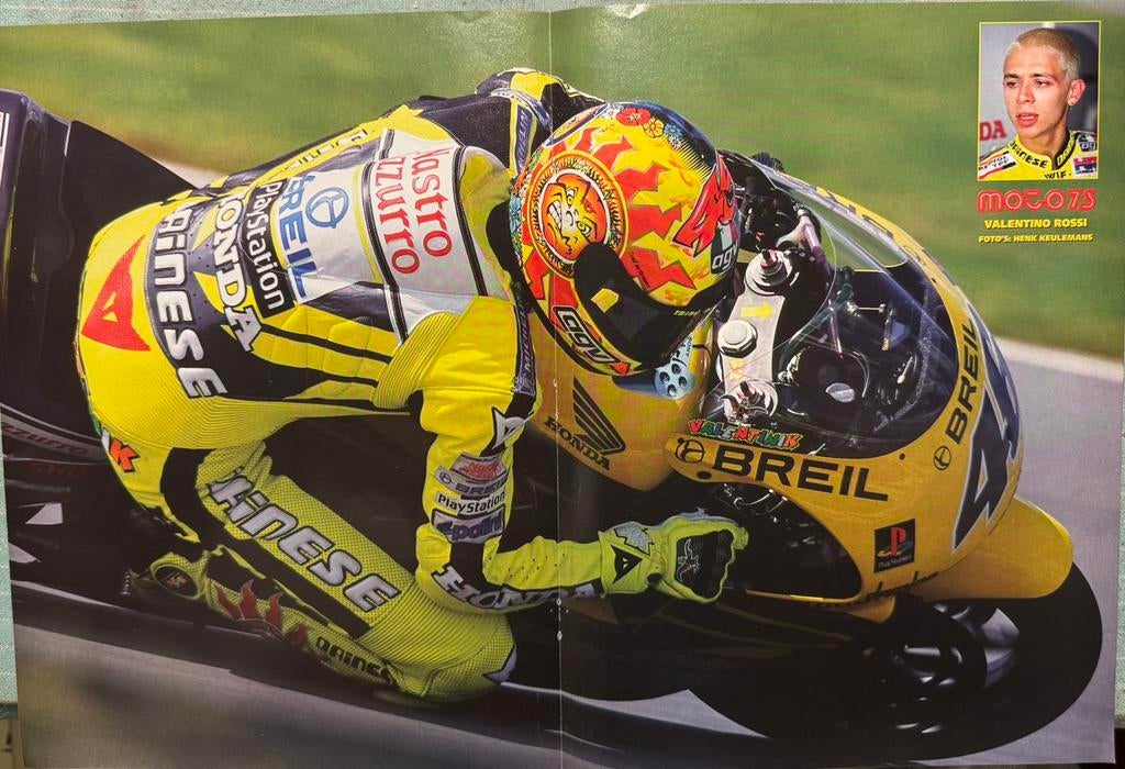 Poster 2001 Valentino Rossi op Honda, Verzenden, Zo goed als nieuw, Motoren