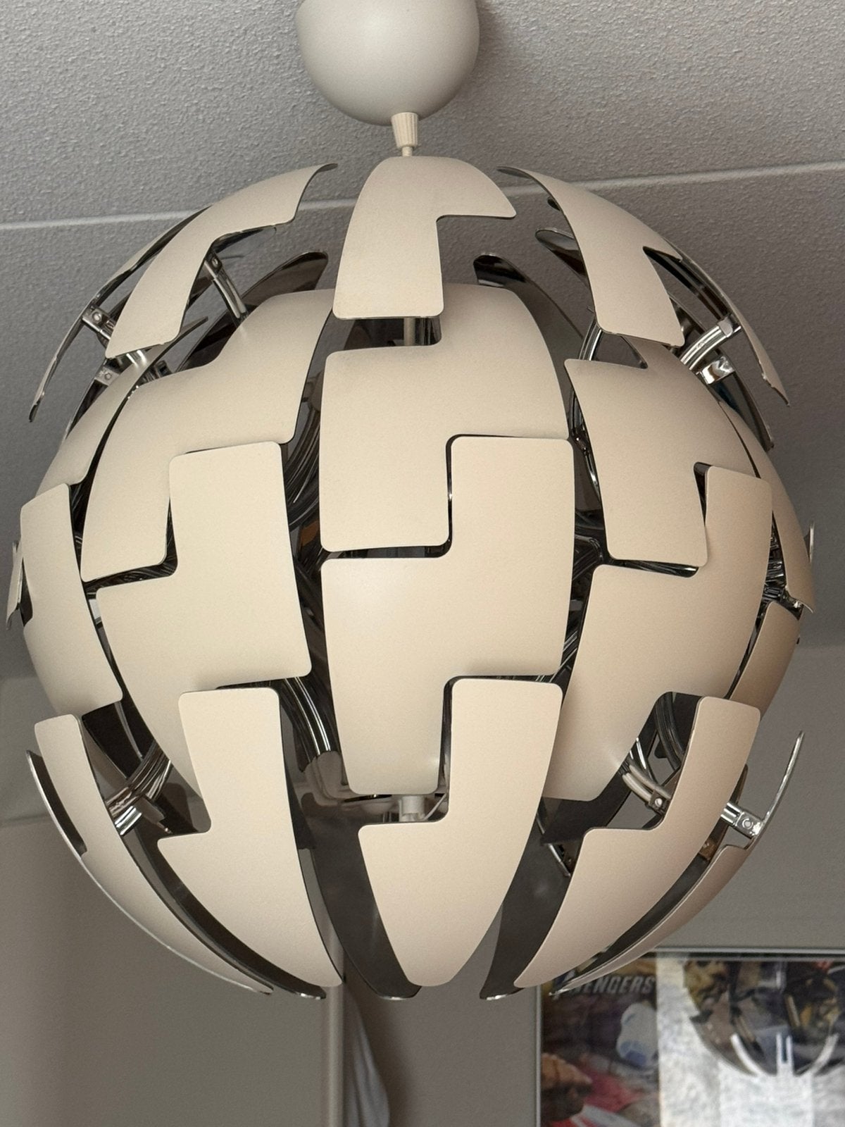 Ikea ps 2014 hanglamp wit zilverkleur 52 cm groot model, 52 cm, Kunststof, Gebruikt, Modern