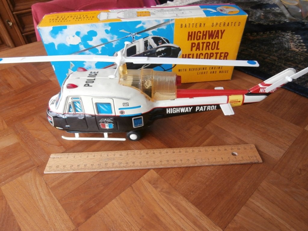 Vintage Blikken Helicopter Highway patrol in doos 40 cm., Ophalen of Verzenden