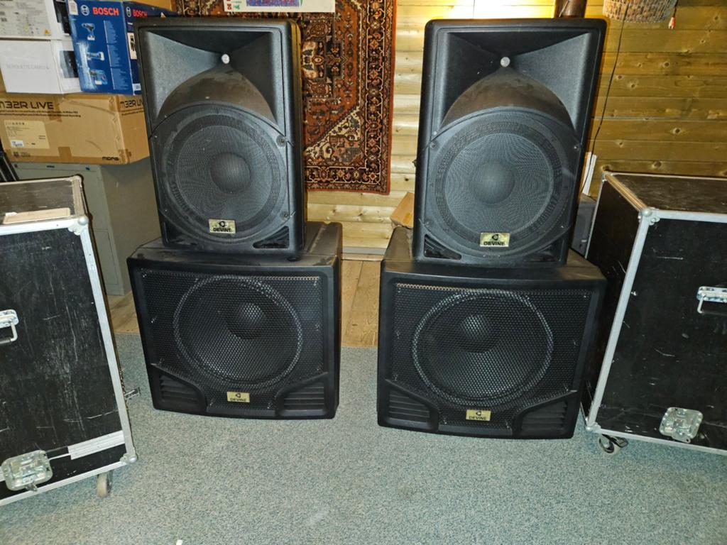 Devine speakerset met toppen en kisten op wieltjes, Ophalen, Overige merken