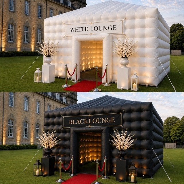 Opblaasbare black/white lounge 7x11m te huur., Ophalen of Verzenden, Zo goed als nieuw, Verjaardag