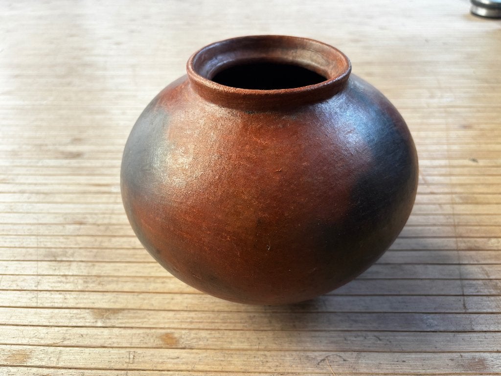 Sobere pot / vaas (18 cm hoog), Ophalen, Gebruikt, Bruin, Natuurlijk materiaal
