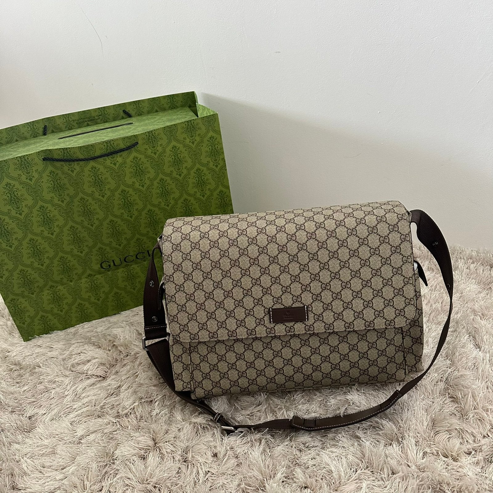 Gucci supreme Luiertas diaper bag Beige NIEUW reistas medium, Ophalen of Verzenden, Nieuw