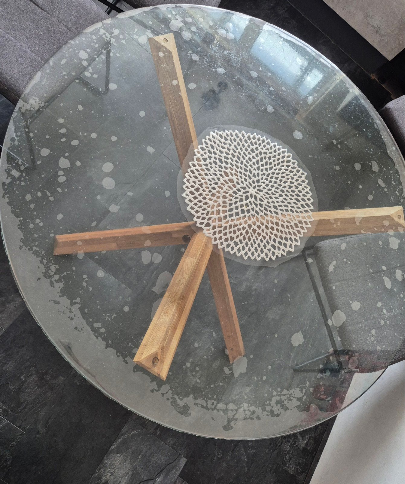 Glazen eettafel, Ophalen, Glas, Rond, 50 tot 100 cm