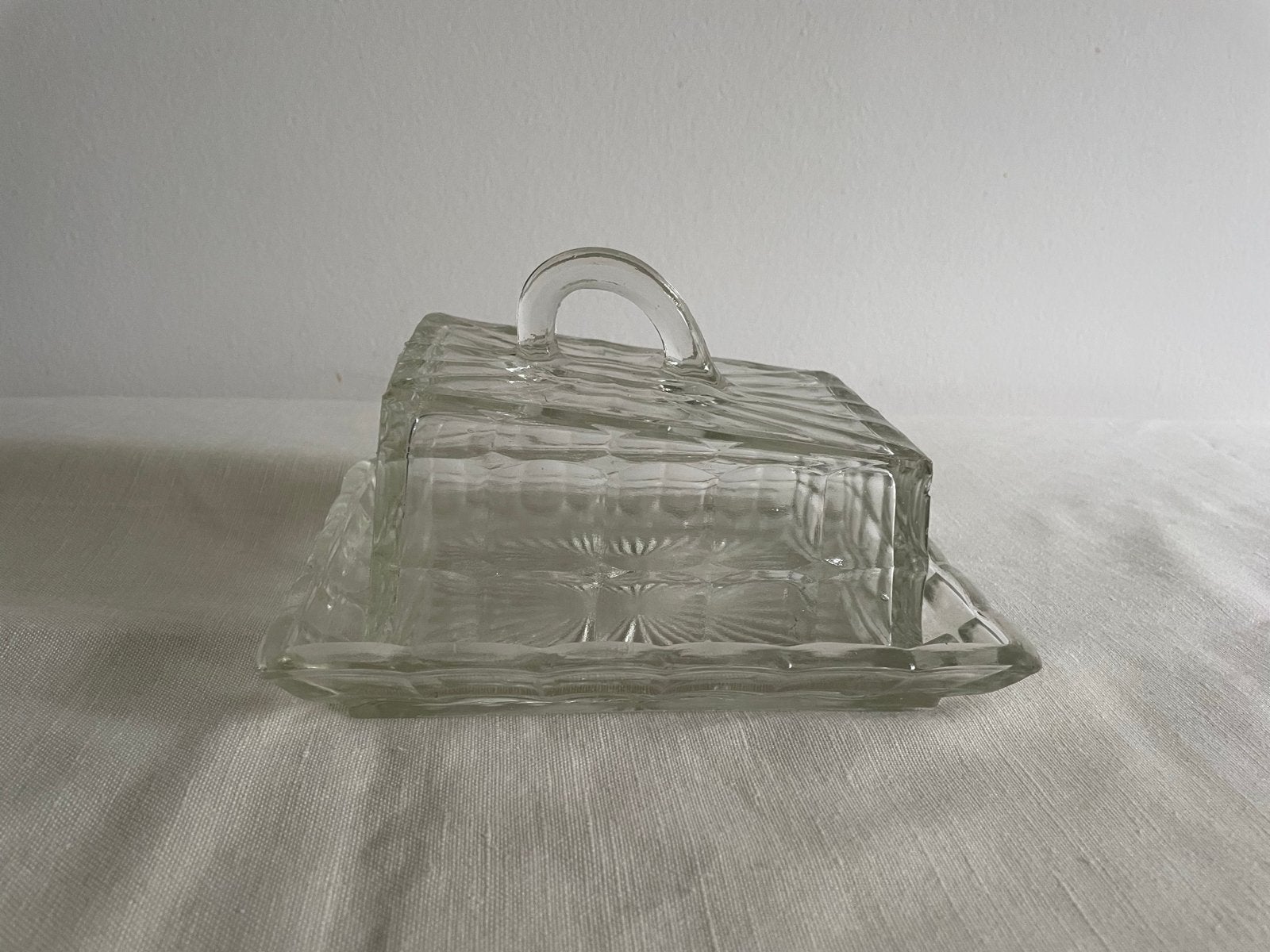 Vintage glazen botervloot of kaasstolp, Ophalen of Verzenden