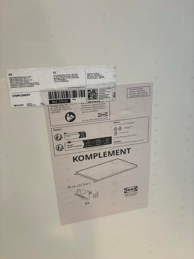 4 IKEA KOMPLEMENT planken 58x75 cm - Nieuw in verpakking, Huis en Inrichting, Kasten | Kledingkasten, Ophalen, Met plank(en), 50 tot 100 cm