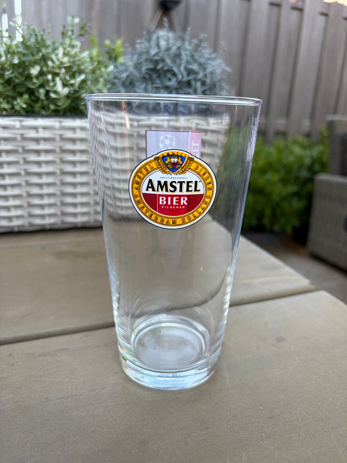 Groot halve liter amstel beer Champions league glas, Ophalen of Verzenden, Zo goed als nieuw, Glas of Glazen, Amstel