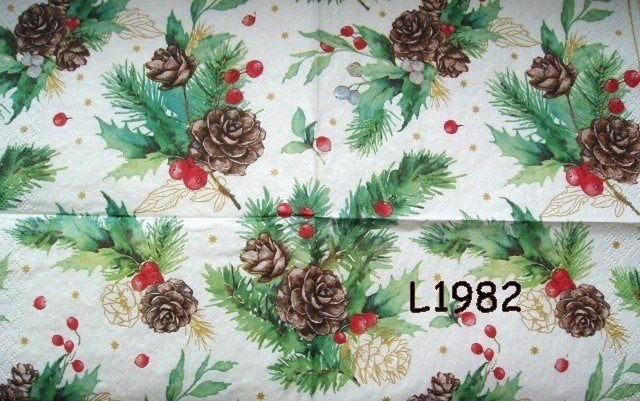Servetten decoupage/bullet journal - Kerst groen L1982 L1983, Hobby en Vrije tijd, Knutselen, Verzenden, Nieuw