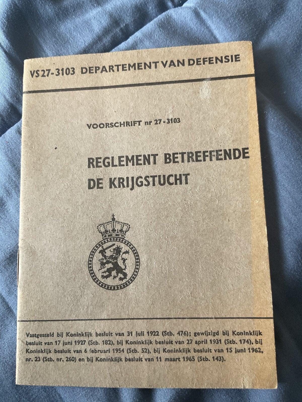 Reglement Betreffende de Krijgstucht - Defensie Voorschrift, Verzamelen, Ophalen of Verzenden, Overige soorten, Nederland, Boek of Tijdschrift