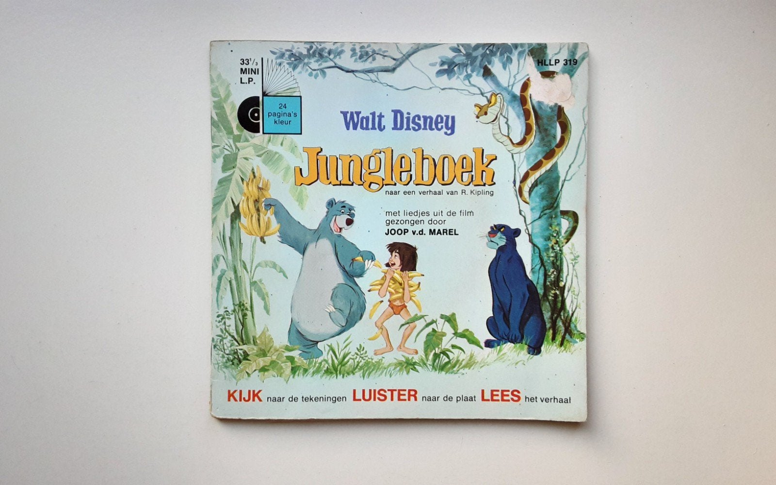 2 Walt Disney boekjes met mini l.p. Jungle+Jungleboek deel 2, Antiek en Kunst, Ophalen of Verzenden