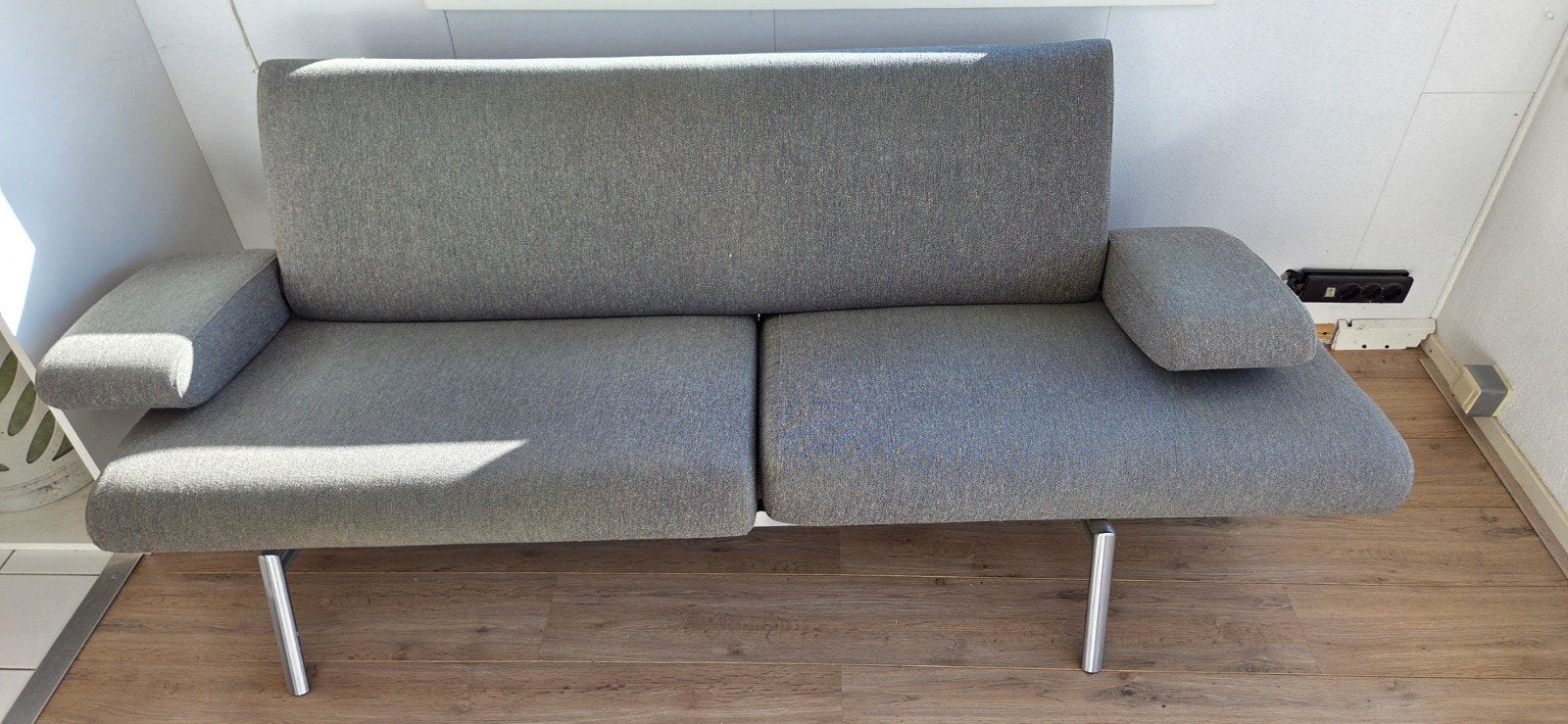 Harvink Armslag design bank grijs gemêleerd, Ophalen, Gebruikt, Tweepersoons, 75 tot 100 cm