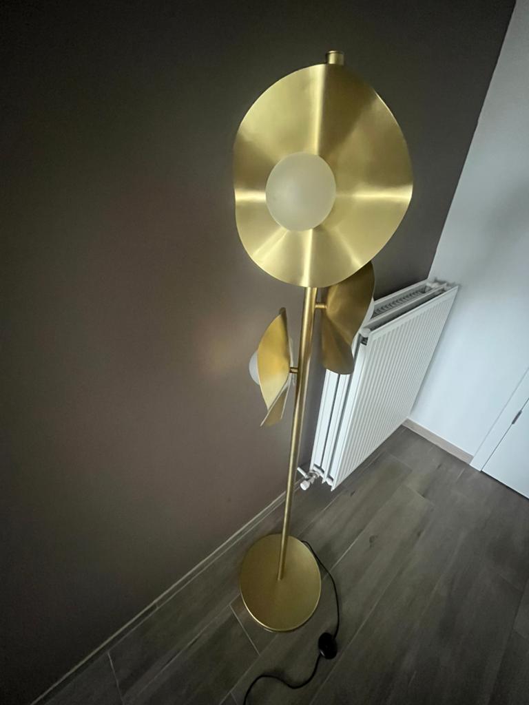 Vloerlamp goud, Huis en Inrichting, Lampen | Vloerlampen, Ophalen, Gebruikt, Metaal, 150 tot 200 cm