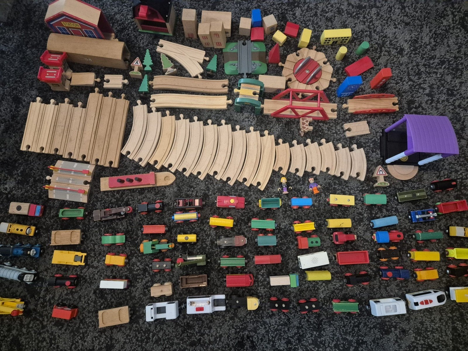 Grote set houten treinrails - 146 stuks, Ophalen of Verzenden, Gebruikt