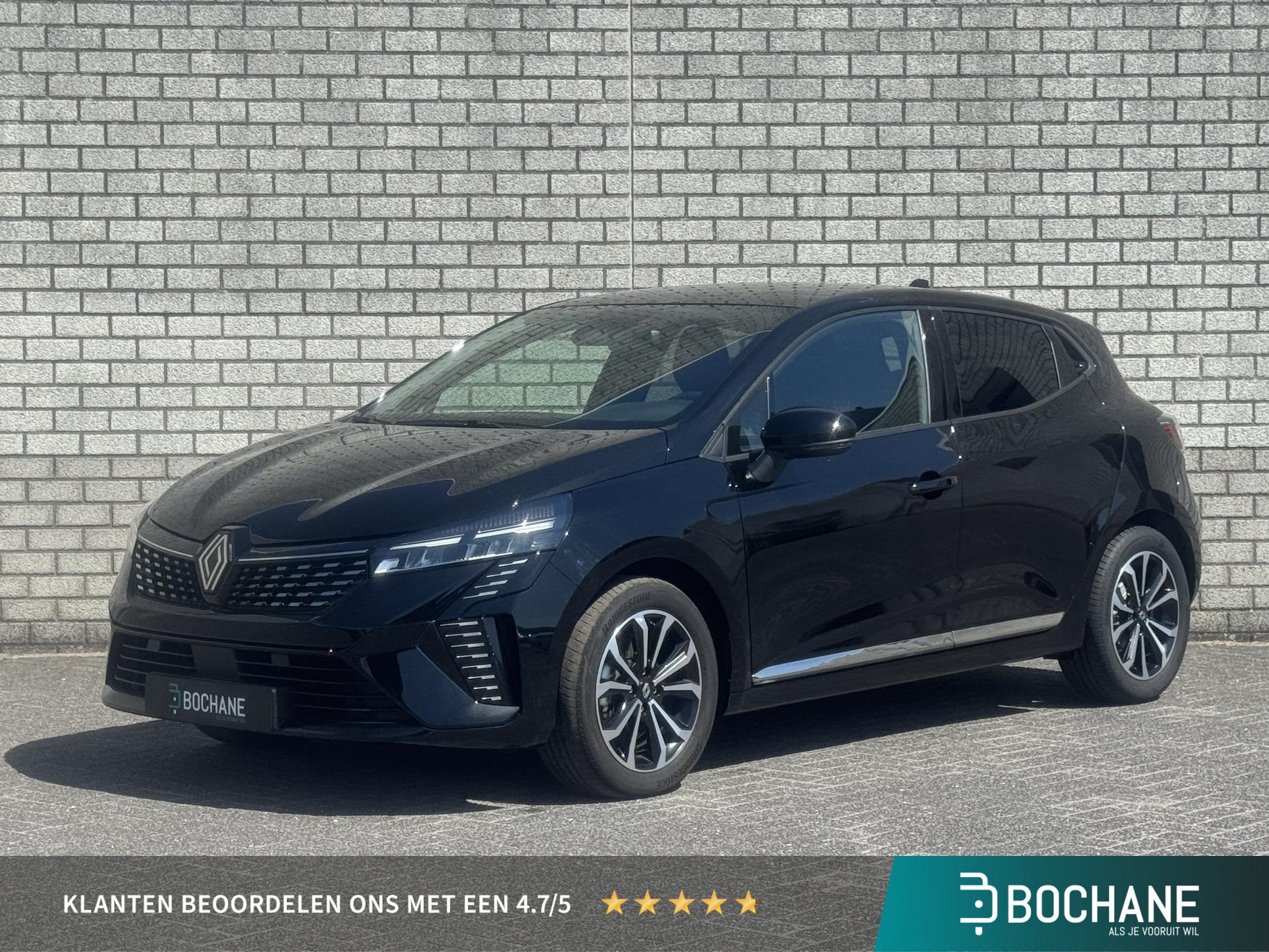 Renault Clio 1.6 E-Tech Full Hybrid 145 Techno | Navigatie |, Gebruikt, Met garantie (alle), Leder en Stof, Zwart