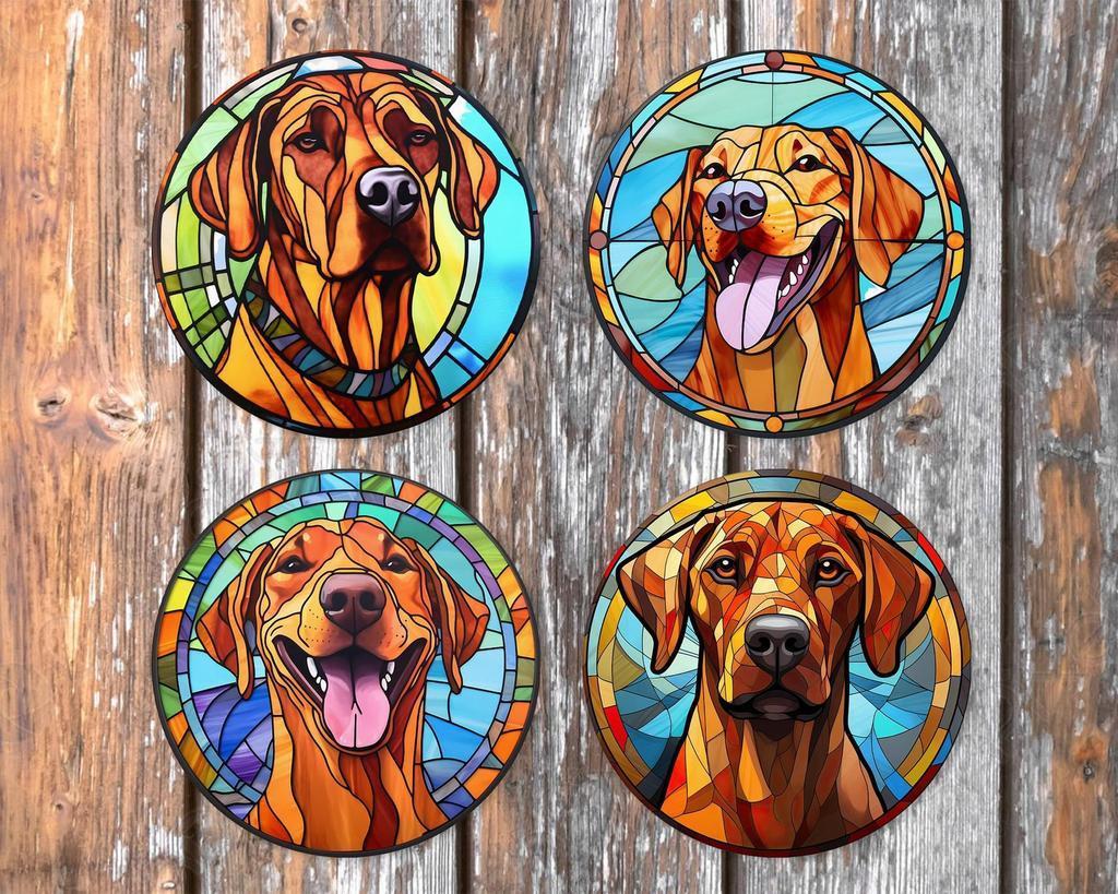 Ridgeback Glas in Lood onderzetters met houder rond, Ophalen of Verzenden, Nieuw, Glas of Kopje