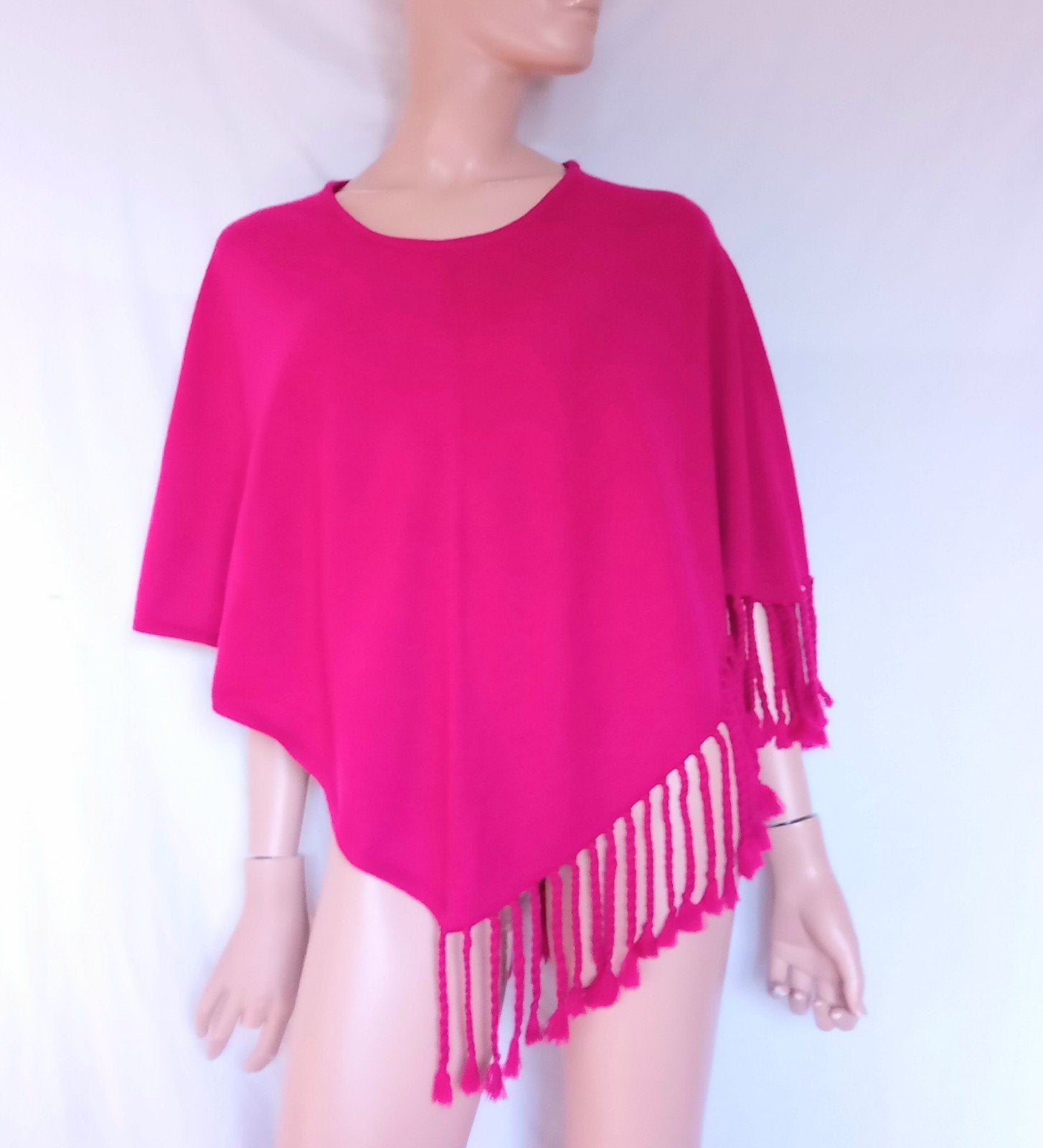 BERND BERGER Poncho , WOL , CASHMERE, Ophalen of Verzenden, Zo goed als nieuw, Maat 38/40 (M), Roze